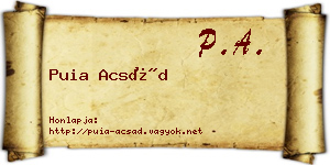 Puia Acsád névjegykártya